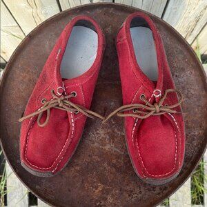Red Suede loafers sz 8